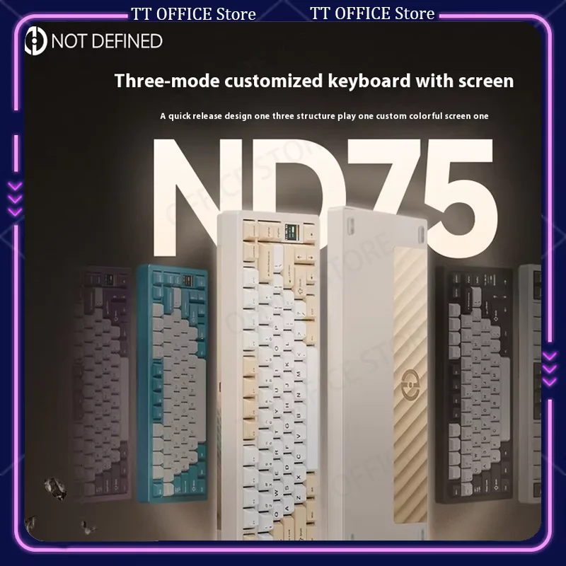 

Not Defined Nd75 Aluminum Shell Customized Tri Mode Wireless Bluetooth Rgb Screen Mechanical Keyboard Gaming Office Universal