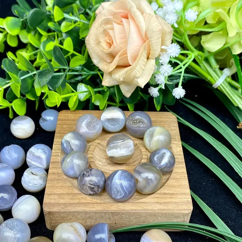 5pc/10pcs Natural Healing Crystal Geode Mini Agate Crystal Sphere For Room Decoration Desktop Decoration