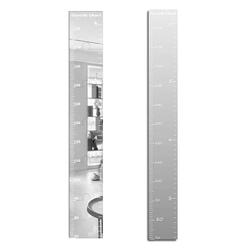 Acrylic Height Measurement Wall Sticker Growth Chart Mirror Decor Ruler Scale 70-180Cm