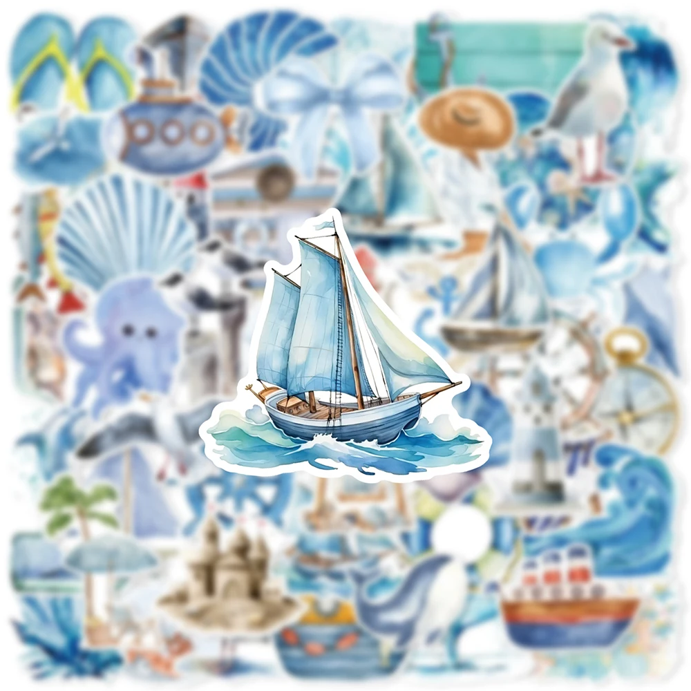 10/30/50pcs Cartoon Ocean Journey Cute Stickers DIY Skateboard Phone Scrapbook Guitar Laptop Waterproof Graffiti Sticker Kid Toy