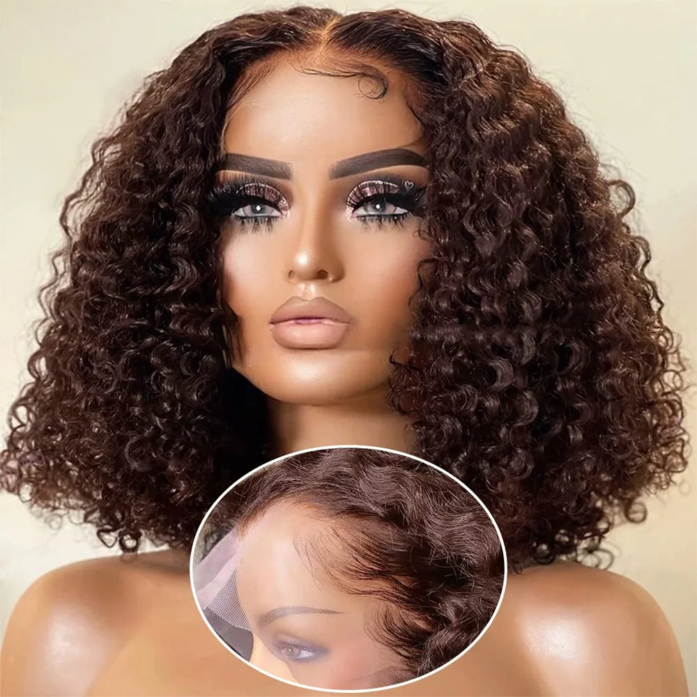 

Soft Glueless Preplucked Honey Blonde Brown Short Bob Kinky Curly Blunt Cut Bob Lace Front Wigs For Black Women Baby Hair Daily