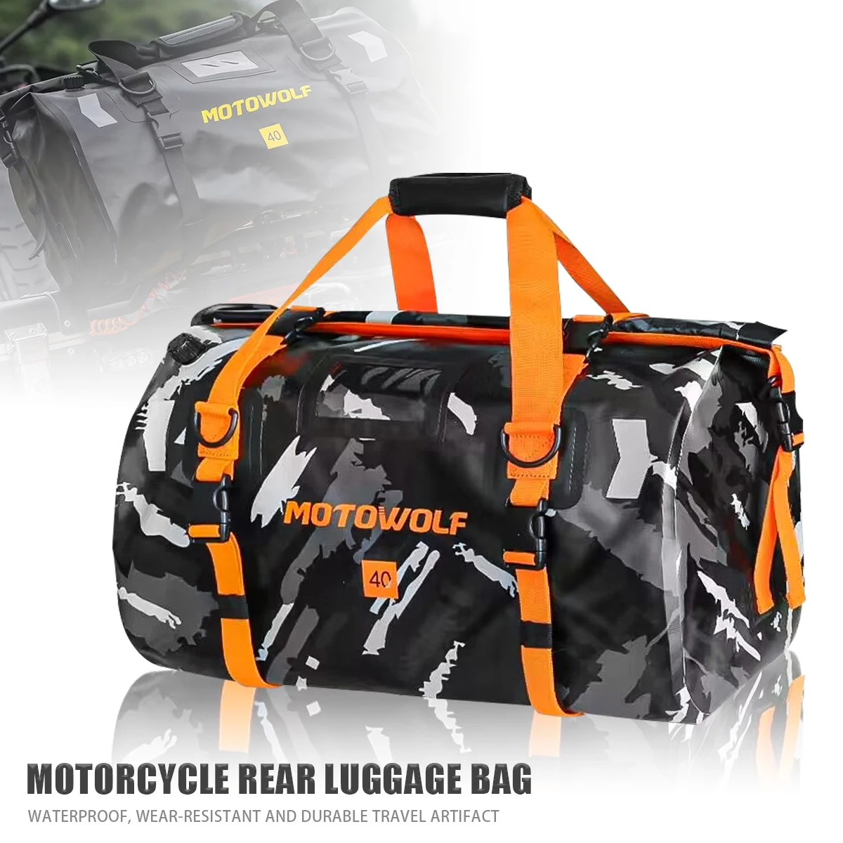 Camouflage Waterproof Motorcycle Tail Bag PVC Saddle Dry Luggage Outdoor Back Sear Pack Motorbike Pannier Shoulder Bag Travel