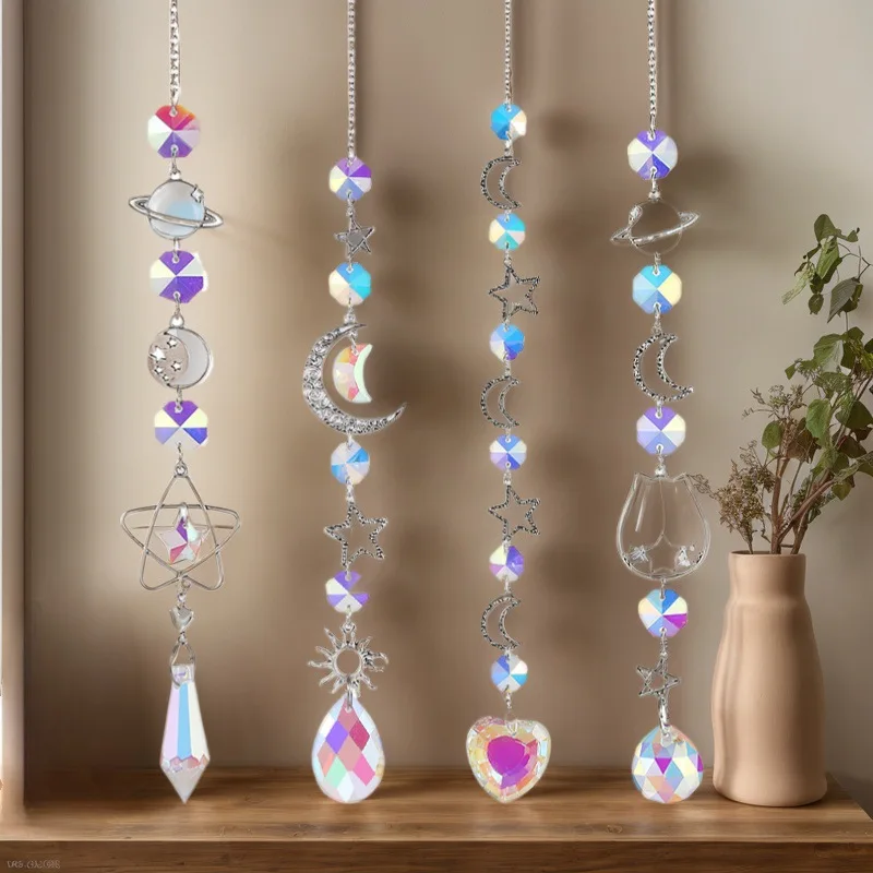 Sun Catcher Planet Galaxy Crystal Star Moon Lighting Pendant Home Garden Light Collection Decoration