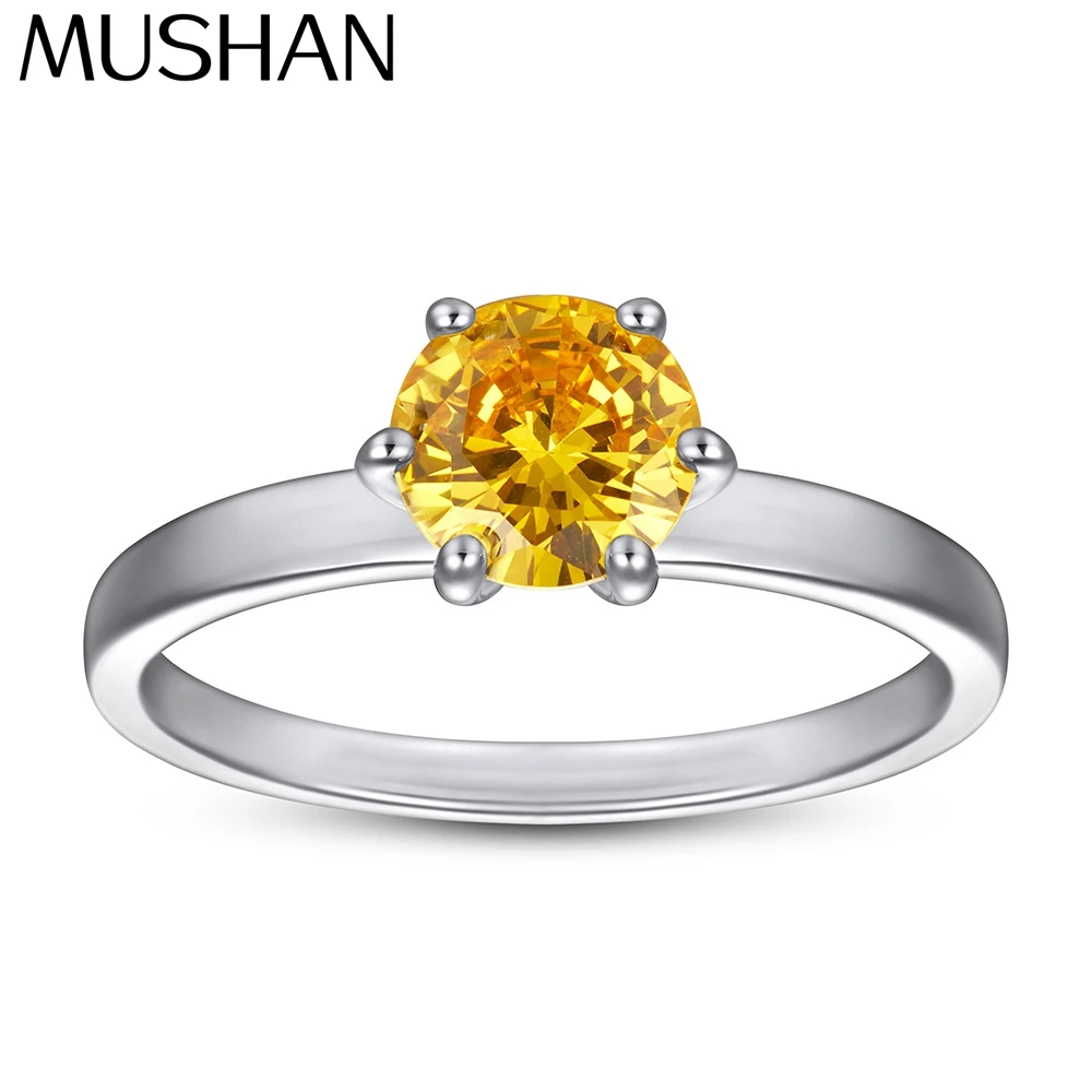 

MuShan Brand Jewelry 925 Sterling Silver Ring Cubic Zirconia 7A Grade Pear Casual for Her Rhodium Plated Fine Jewelry Rings