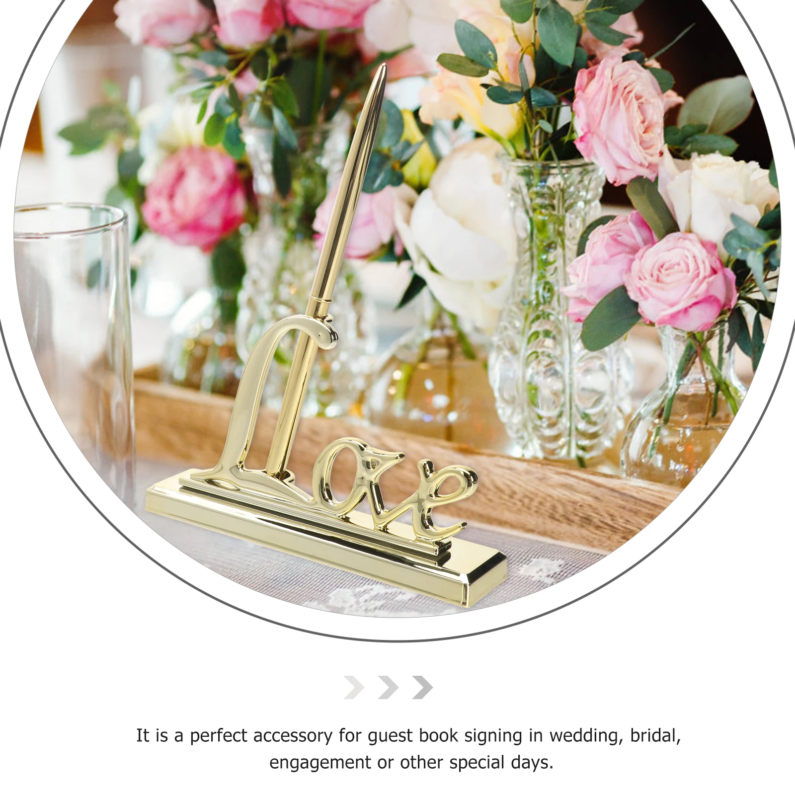 

Metal Sign Pen Stylish Love English Letter Design Perfect for Wedding Engagement Birthday Guest Party Guest Pen