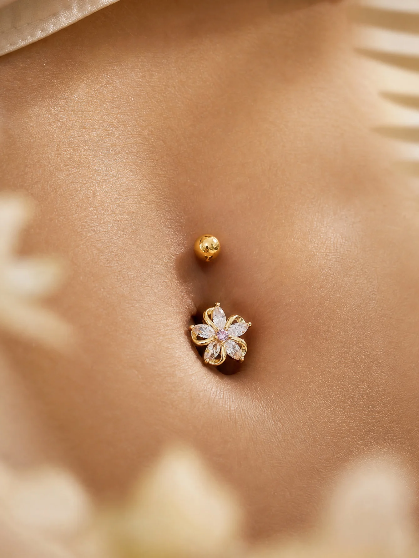 1 Stück Reverse Bar Herz Bauchnabelpiercing Nombril für Frauen Gold Rosa Kristall CZs Gebogene Bauchnabelpiercings Schmuck – Detail 21