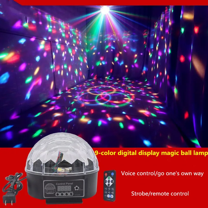 Pop RGB Premium Sound Control Stage Light LED 27W 9LEDS RGB Magic Crystal Ball Lamp Disco Light Laser Wedding Home Party Lase
