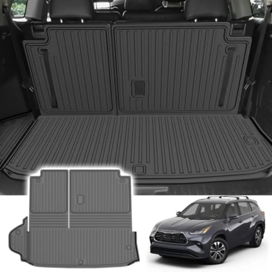 

Cargo Mat Compatible with 2020-2025 Toyota Highlander All Weather TPE Cargo Liner with Backrest Mat Protector 7 Seats Highlande