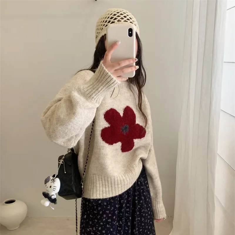 เสื้อไหมพรมถัก Daliang ไม่เป็นขุย เสื้อชั้นในคุณภาพสูง แฟชั่นผู้หญิง ทรงยาวพิเศษ แขนยาว คอกลม แบบสวม