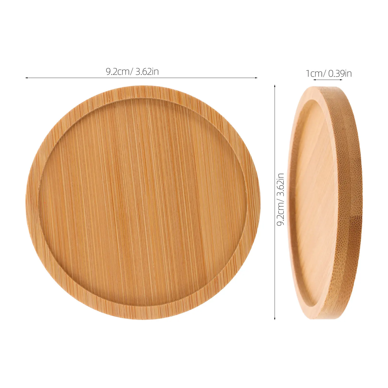 6Pcs Bamboo Soap Dispenser Base Tray Wood Non Slip Round Bathroom Tray for Vanity Kitchen Organizer Perfume Jewelry view 3