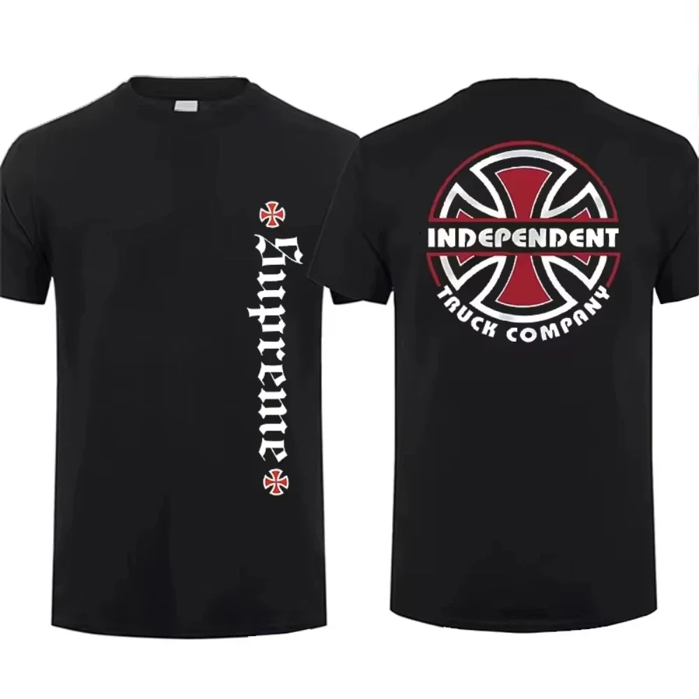 

Independent Truck Skateboard Cotton T-Shirt Unisex Men's and Women's Summer Short Sleeve Fashion Fashion Casual Retro T-Shirt