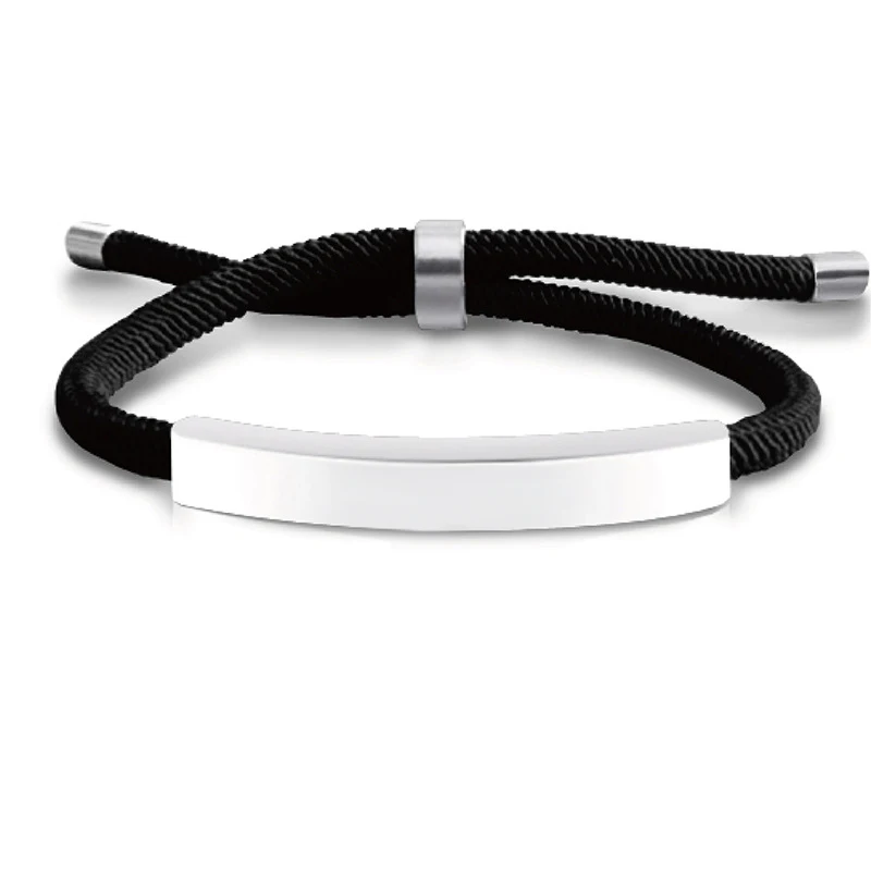 

ECGIFT BR005 Customized Baller Stainless Steel ID Tag Adjustable Bracelet DIY Engraved Name