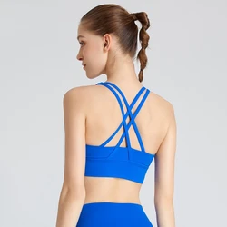 Sport Bra Women Gym Workout Top Cross Straps Yoga Clothes Crop Vest High Impact Fitness Bralette Push Up Running Tight Underwear