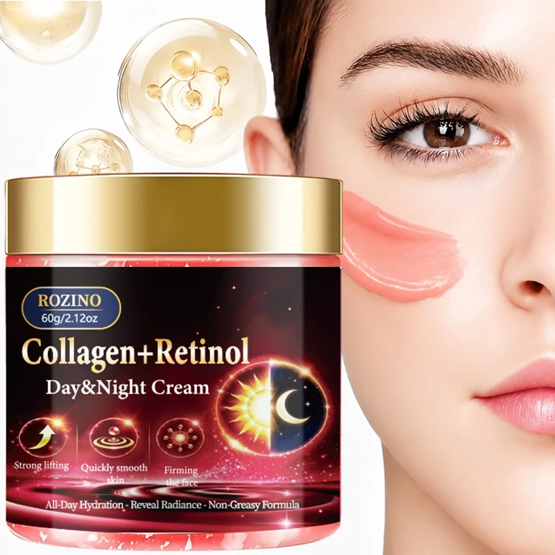 Rozino Red Black Gold Firming and Lifting Moisturizing Cream, Collagen Retinol Complex, Suitable for Day and Night Use, Golden Round Lid with Red and Black Sun and Moon Bottle Design, Lightweight and Moisturizing Without Being Greasy, Instantly Hydrates, Instantly Soothes Dryness, Long-Lasting Moisture Retention, Maintains Elasticity and Smoothness, Double Eleven Christmas Big Sale