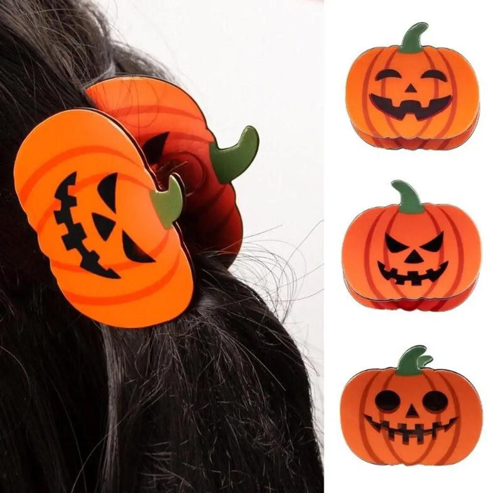 Halloween klip cakar rambut anak perempuan topi penyihir labu lucu klem kepiting rambut kucing aksesori rambut hiasan kepala