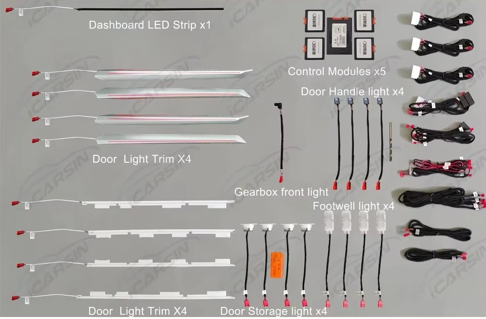 ترقية 64 ألوان LED إضاءة محيطة لـ A3 8Y 2021 إلى 2024 ملحقات الإضاءة الداخلية أضواء باب لوحة القيادة