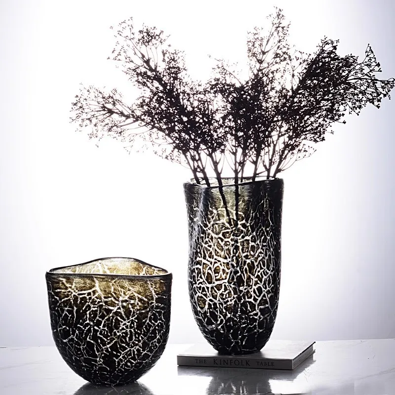 Light luxury Nordic black leopard print vase Sales office Living room Dining table Coffee table Sofa Villa Club