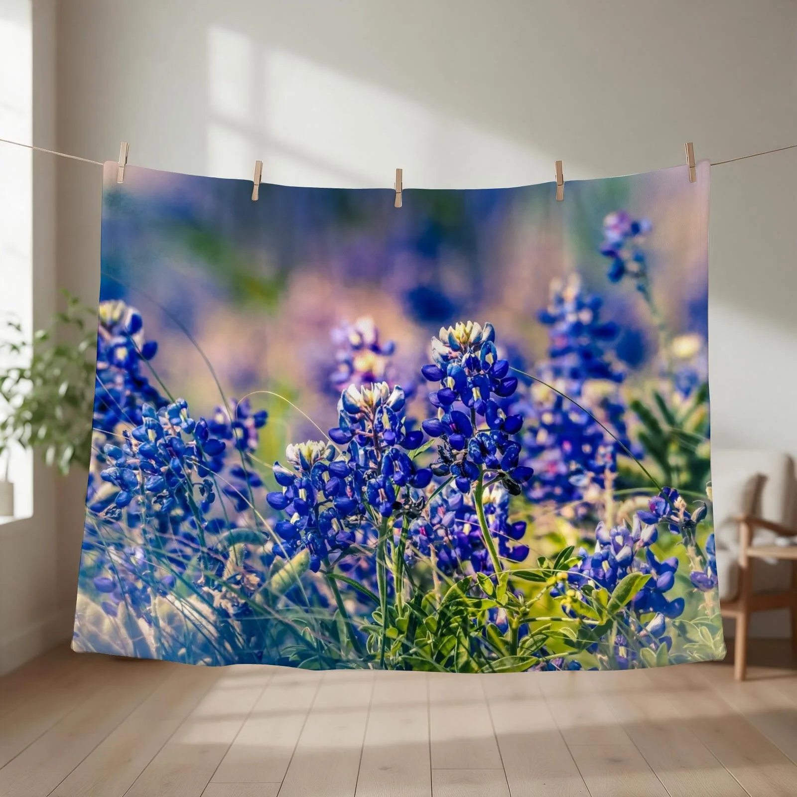 Texas Bluebonnets Throw Blanket couch cozy soft plush fuzzy picnic outdoor blanket