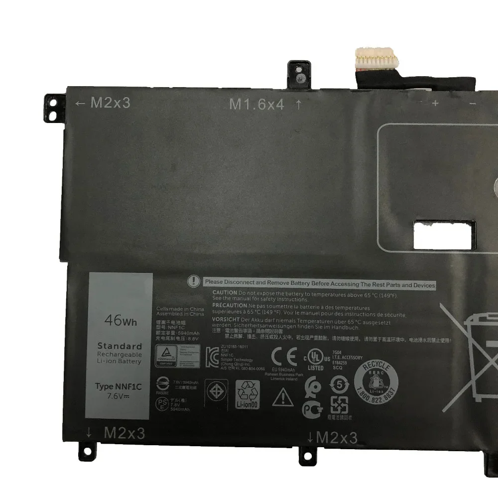 Imagem -03 - Bateria Original do Portátil Nnf1c 7.6v 46wh Dell Xps 13 9365 Xps13-9365-d1805tsd1605ts N003x9365-d1516fcn Np0v3 P71g00