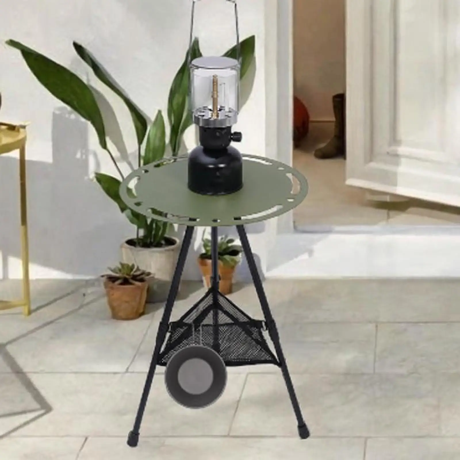 Storage Bag under Table for Picnic, Triangular Mesh Bag, Accessories, Folding