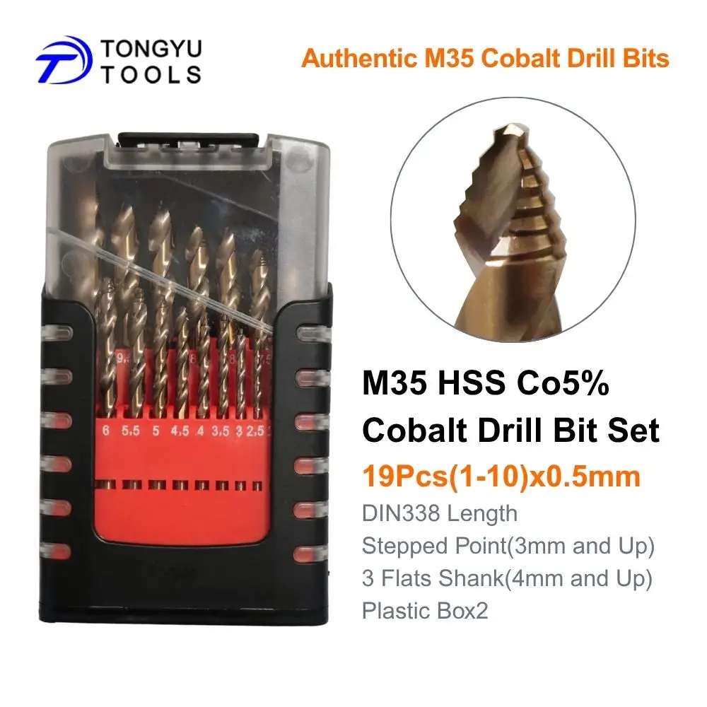 M35 Kobalt Boorbits Set Getrapte Punt Metrisch DIN338 HSS Co5% Spiralboor voor RVS Hard Metaal Zwaar Werk