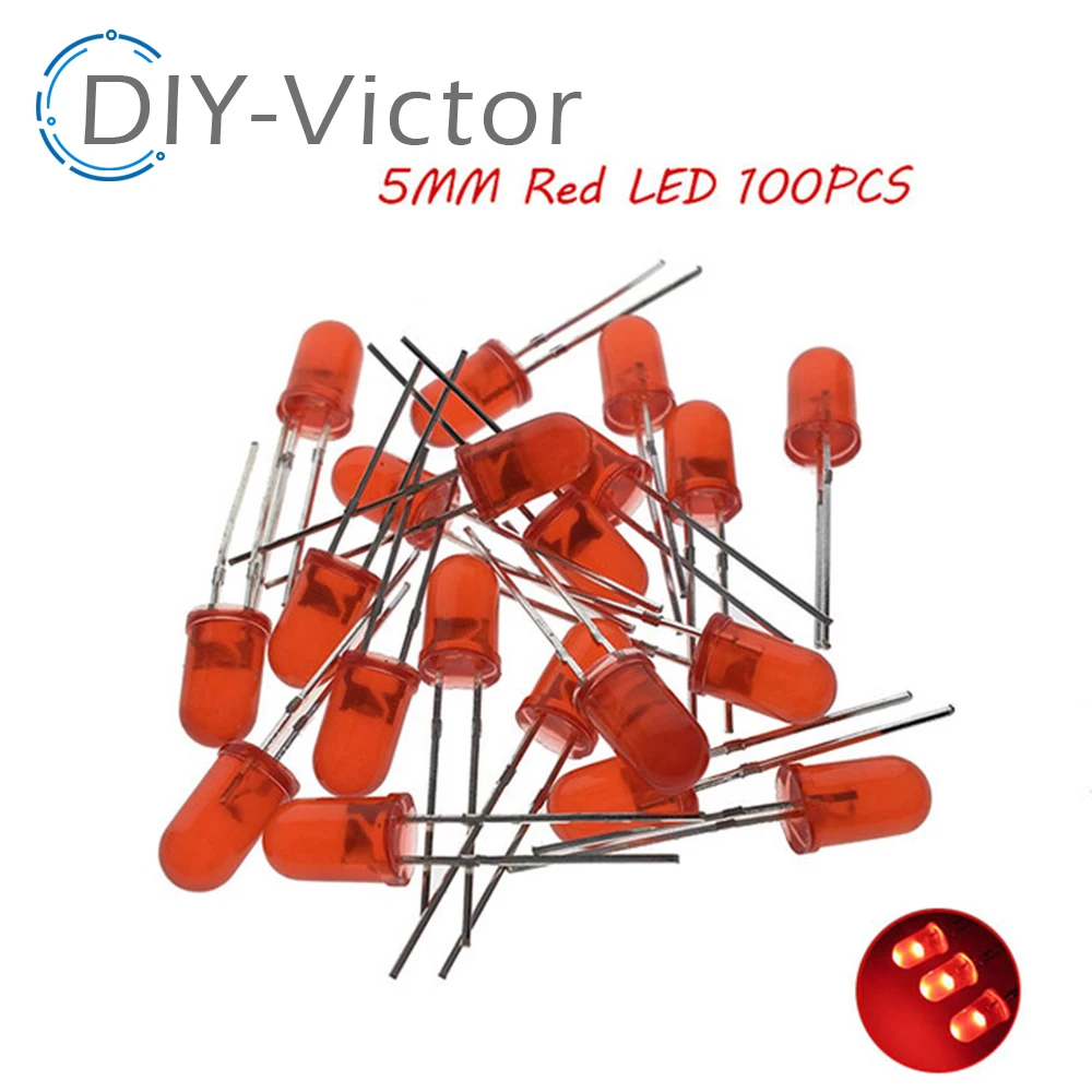 5Colors*20PCS=100PCS / 1Color=100pcs F3 F5 3MM 5MM LED Diode Light Assorted Kit Green Blue White Yellow Red COMPONENT DIY kit