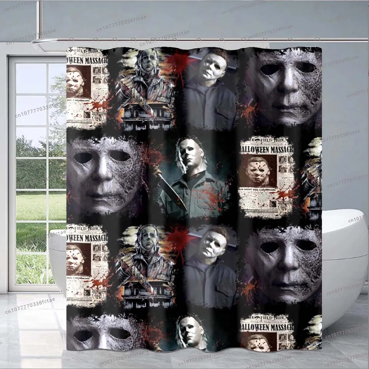 Halloween Michael Myers Shower Curtain Horror Movie Characters Collage Pattern Shower Curtain Bathroom Decor Shower Curtain Gift