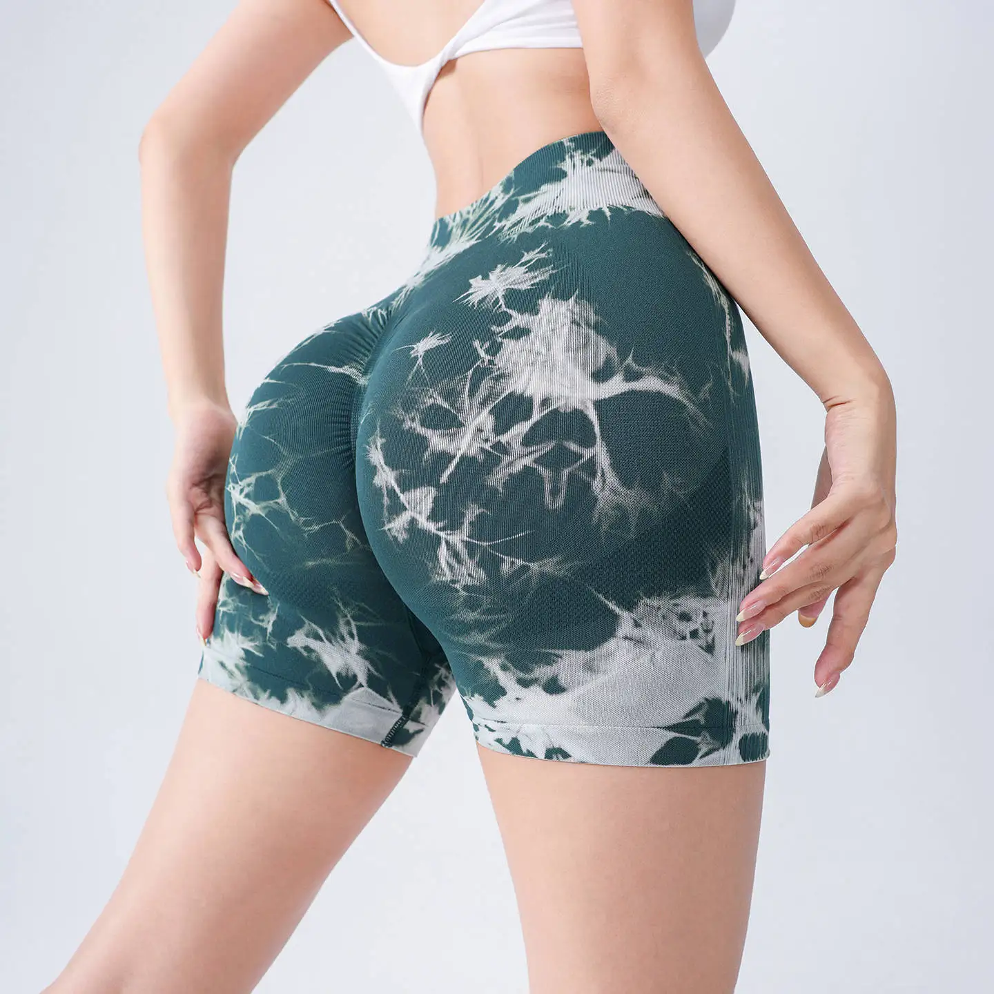 

Tie - Dye High - Waist Ab - Control Hip - Lifting Peach - Shorts Shaped Butt 3/4 Length для женщин, йоги, фитнеса, пилатеса