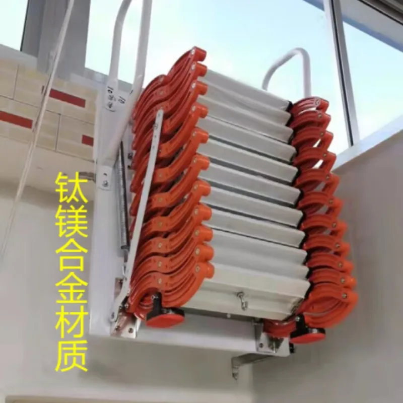 2025 سلم تلسكوبي العلية الجديد منصة منزلية خارجية مقصورة مزدوجة سميكة معلقة على الحائط قابلة للطي رفع منزل صغير #6