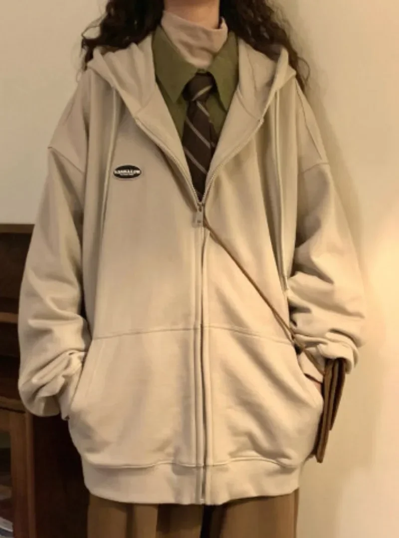 

Vintage Y2k Zip Up Hoodie Women Korean Preppy Style Oversize Sweatshirt Harajuku Streetwear Hoodies Spring Autumn Coat For Girls