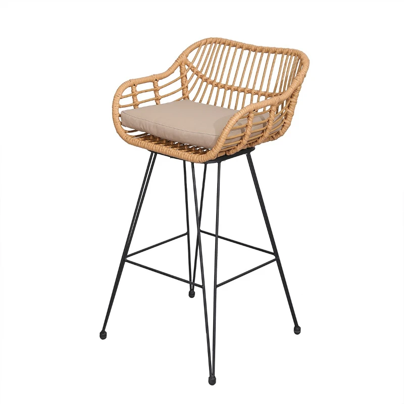 

Outdoor Bar Rattan Chair Bar Leisure Bar Chair High Stool Cafe Restaurant Rattan Backrest Chair