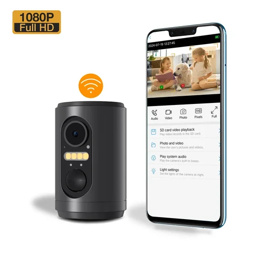Imagen 2 del producto Mini cámara con batería de 2MP, Wifi, con Larga modo de reposo, Sensor PIR interior, detección de movimiento, vídeo inalámbrico, seguridad IP, CCTV, cámara HD para el hogar