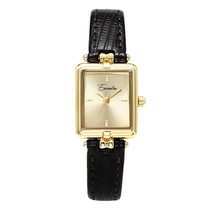 Yiwenlin genuine watch temperament women\'s retro niche light luxury women\'s small square watch for girlfriend