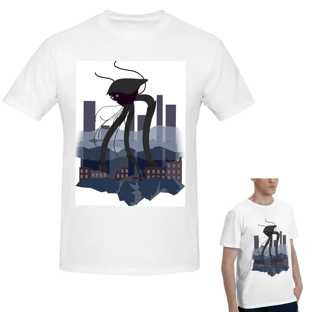 

100% Cotton War Of The Worlds Martian Tripod T-Shirt Men's Fashion Oversized T Shirt Men O-Neck Summer Shirts Tops S-6XL