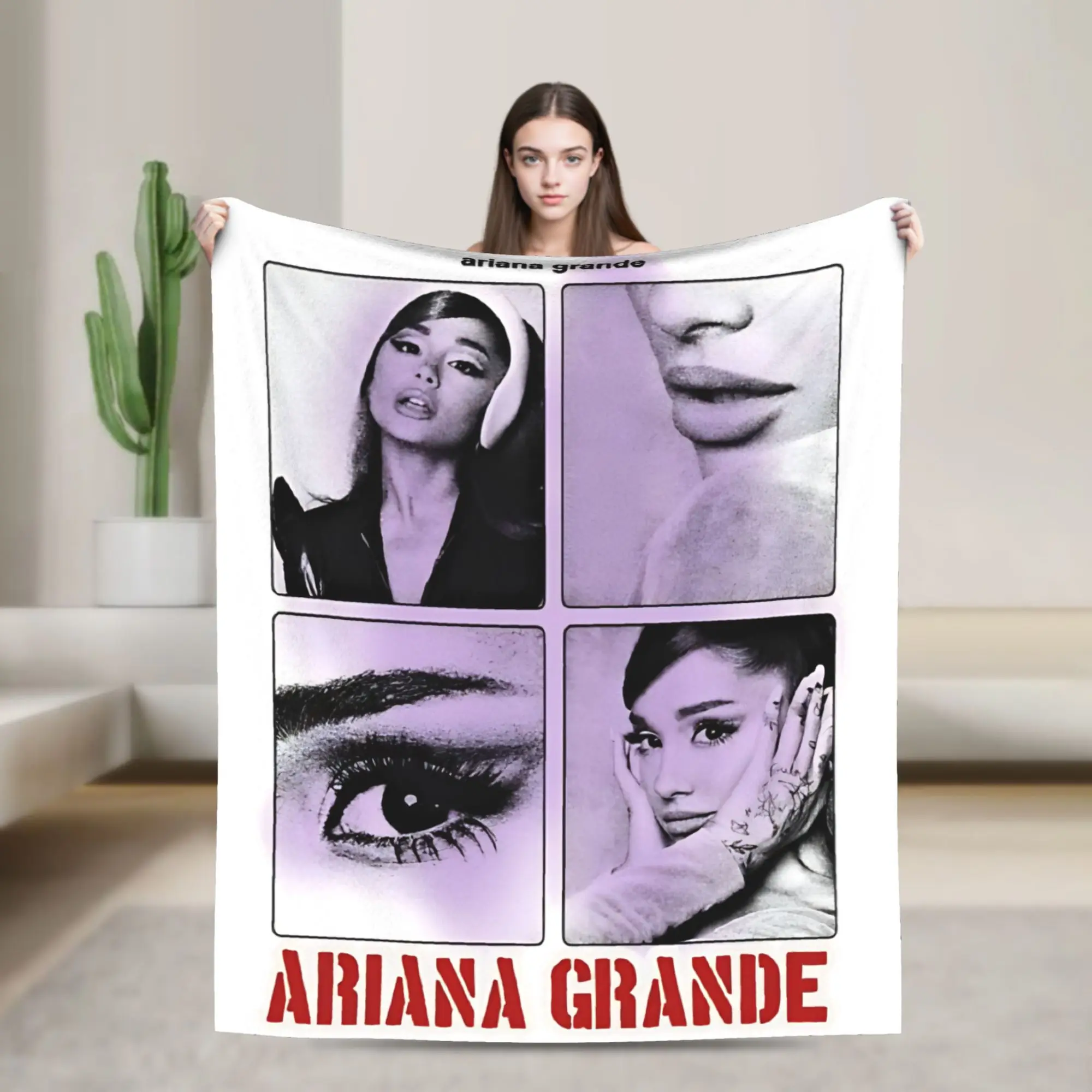 

Ariana GrandesPop Music Flannel Blanket Vintage Throw Blanket for Sofa Bedding Lounge 150*125cm Quilt,