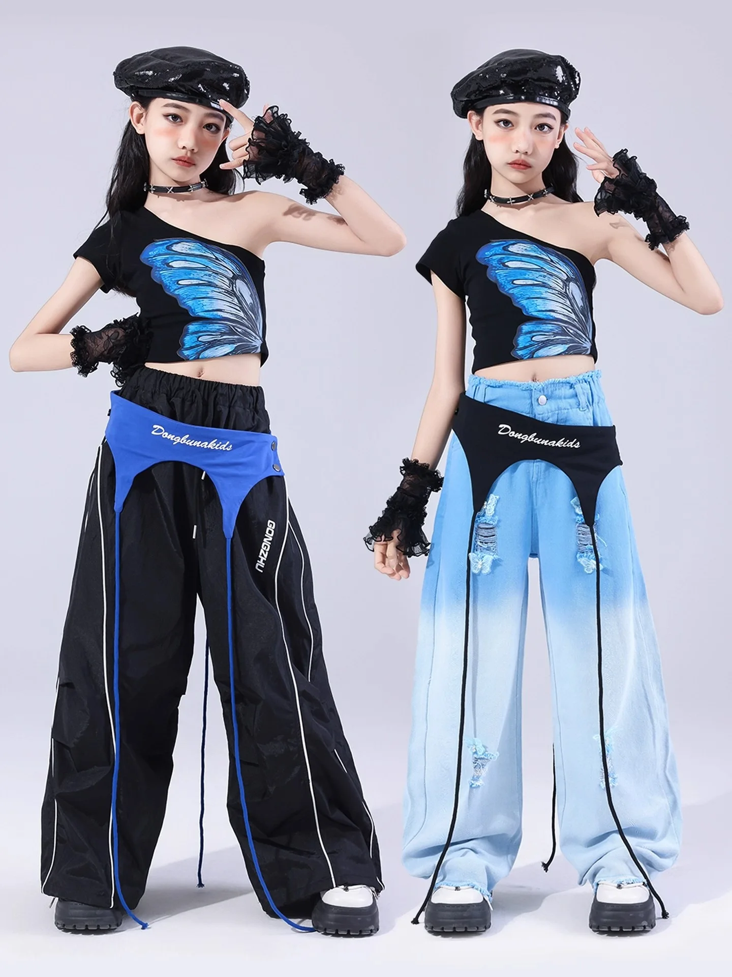 Filles Kpop Jazz danse Costume nombril hauts Hiphop pantalon mode défilé tenues moderne rue danse porter scène vêtements BL16818