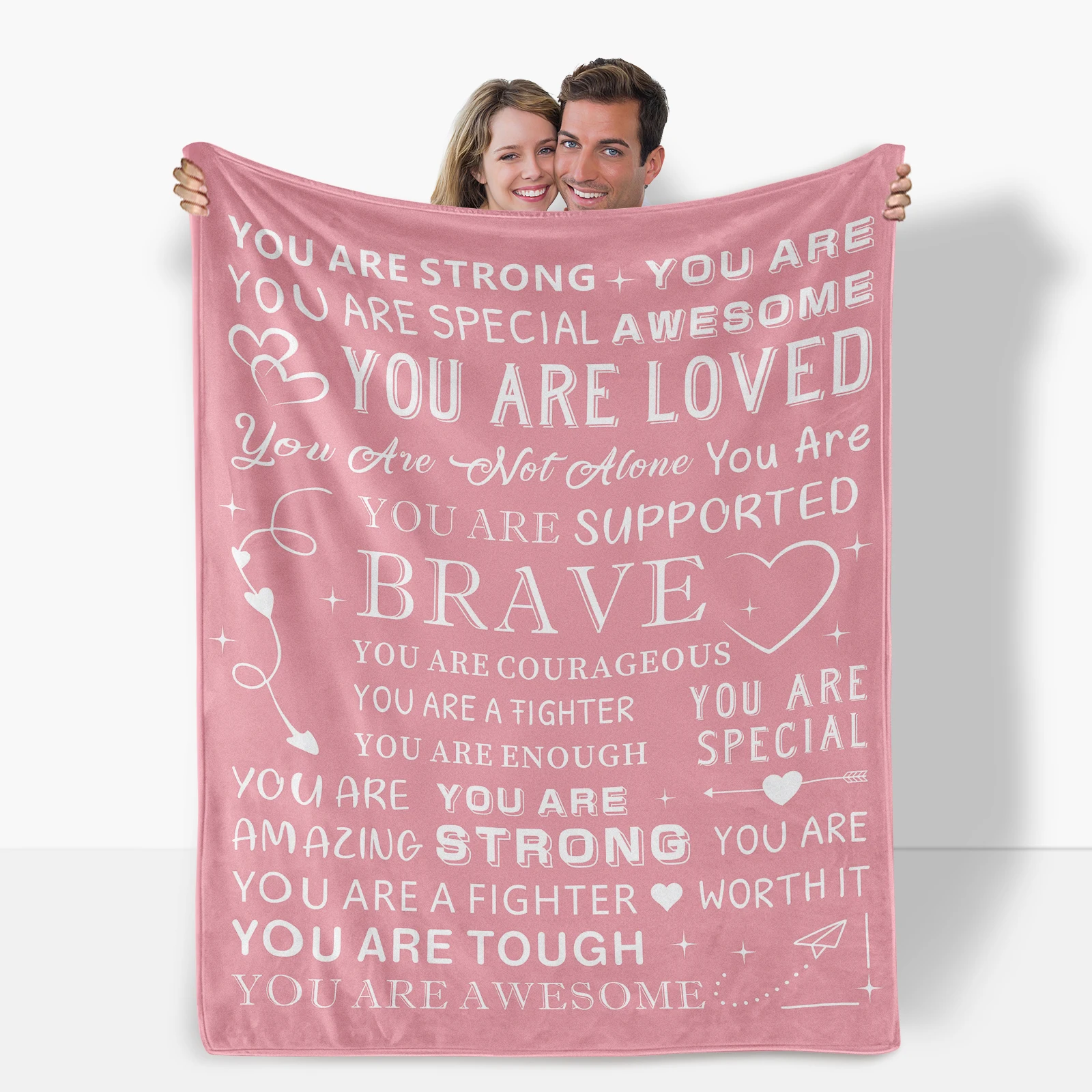 Pink Flannel Blanket Featuring Inspirational Text To Encourage Loved Ones And Cherish Friendships