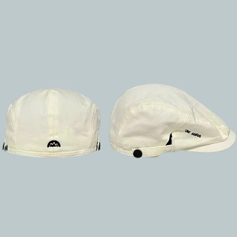 Spring Summer Embroidery Beret Hat Vintage Cotton Flat Hat Front Back Wear Soft Newsboy Cap for Women Men