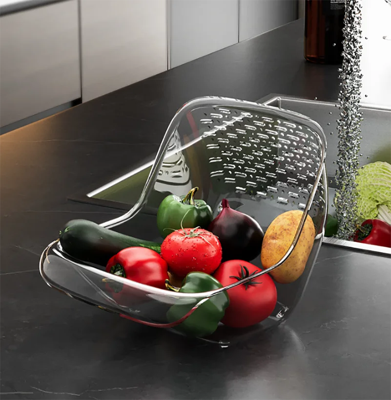 Detachable Fruit Basket Resilient Lightweight Transparent Draining Basket Modern Design Household Basket for Kitchen Use