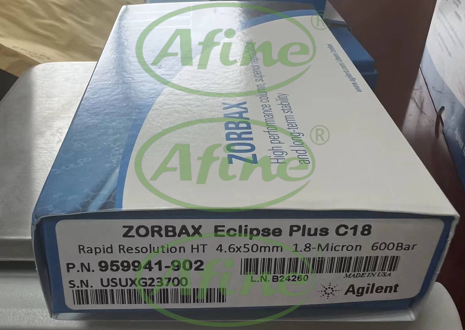 AFINE Agilent ZORBAX Eclipse Plus C18 column,959941-902,UHPLC,4.6 x 50 mm, 1.8 µm, 600 bar