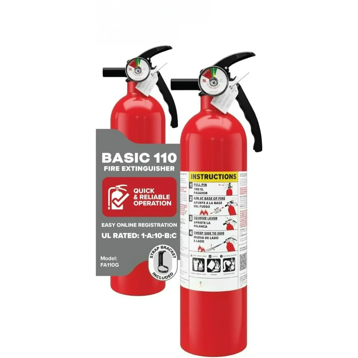 

FA110G, Multi Purpose Fire Extinguisher for Home, Office, Dorm, Residential, 1A10BC