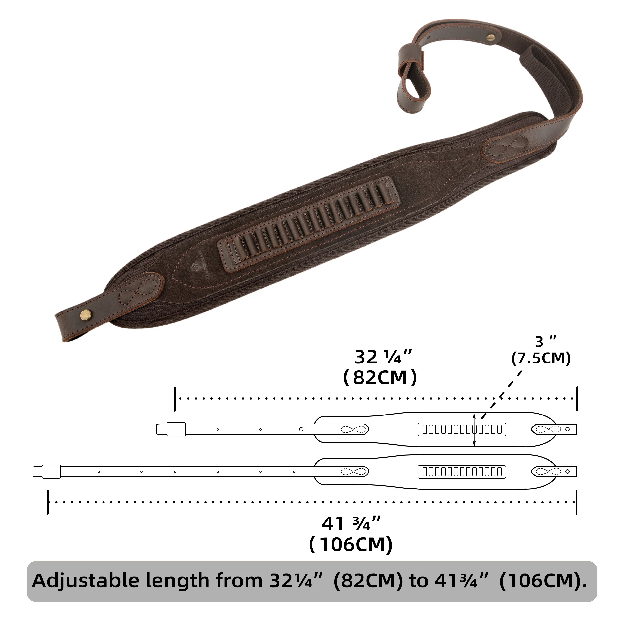 사냥용 가죽 총 엉덩이 스톡 커버 410 게이지(소총 슬링 쉘 홀더 포함) .22LR 더블 배럴 샷건 410/.22