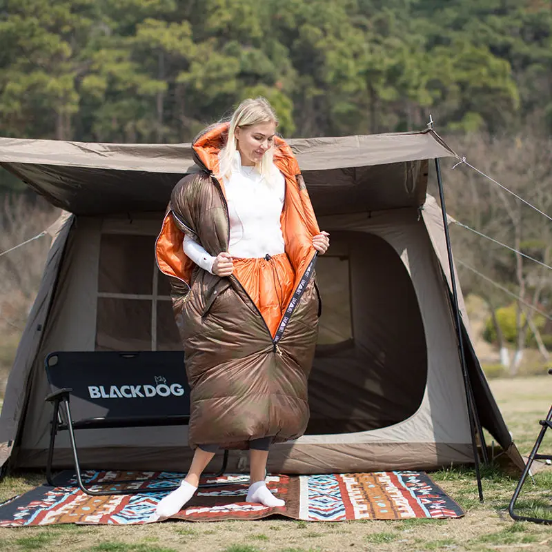 Wearable Sleeping Bag for Adults, Thick Warm Hooded Blanket Coat for Outdoor Camping, Office, Home, Travel, Windproof