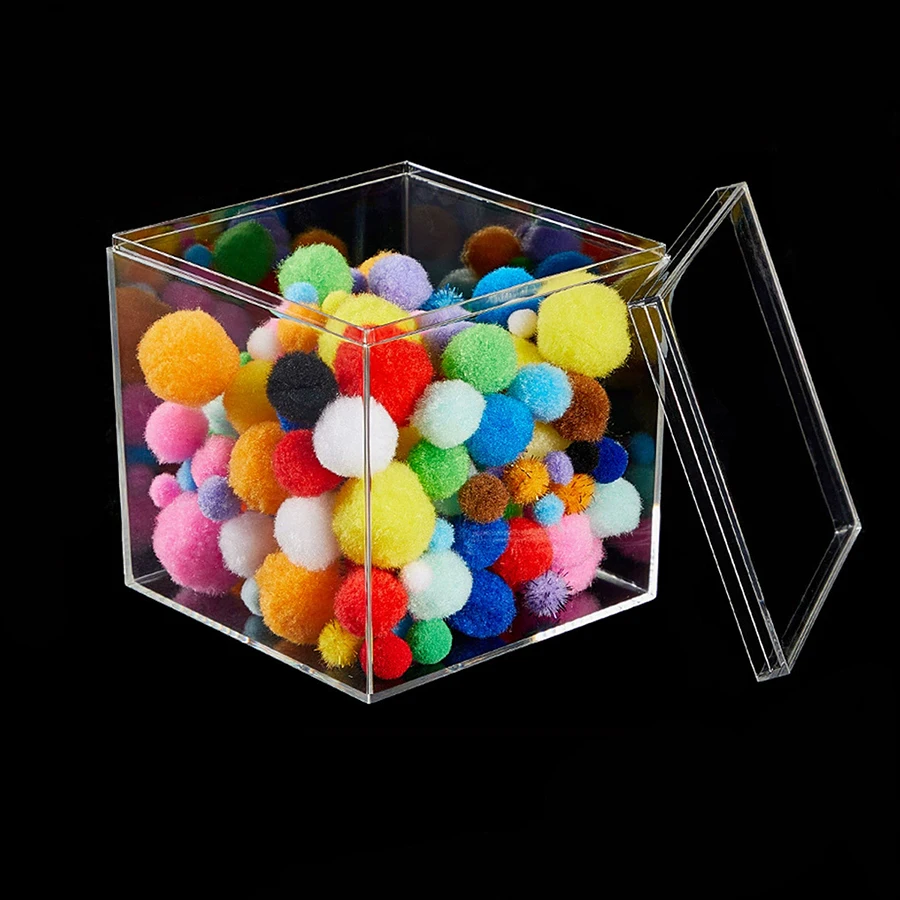9/16pcs 5cm Small Square Plastic Cube Storage Boxes with Lids Transparent Acrylic Display Containers Tiny Item Organization