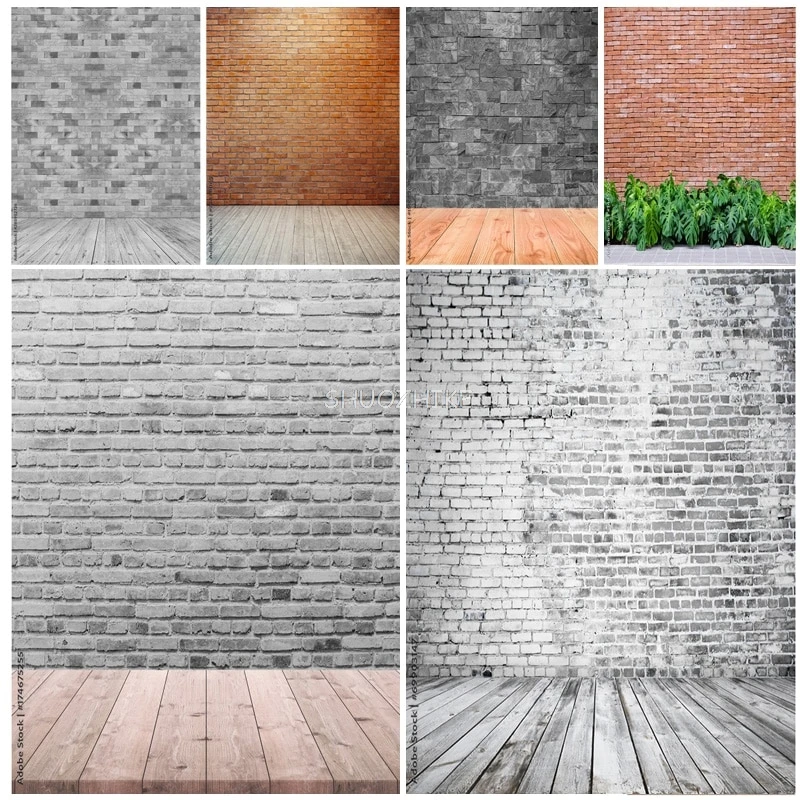 

SHUOZHIKE Vintage Brick Wall Wood Floor Photography Backdrops Portrait Photo Background Studio Prop ZXX-11