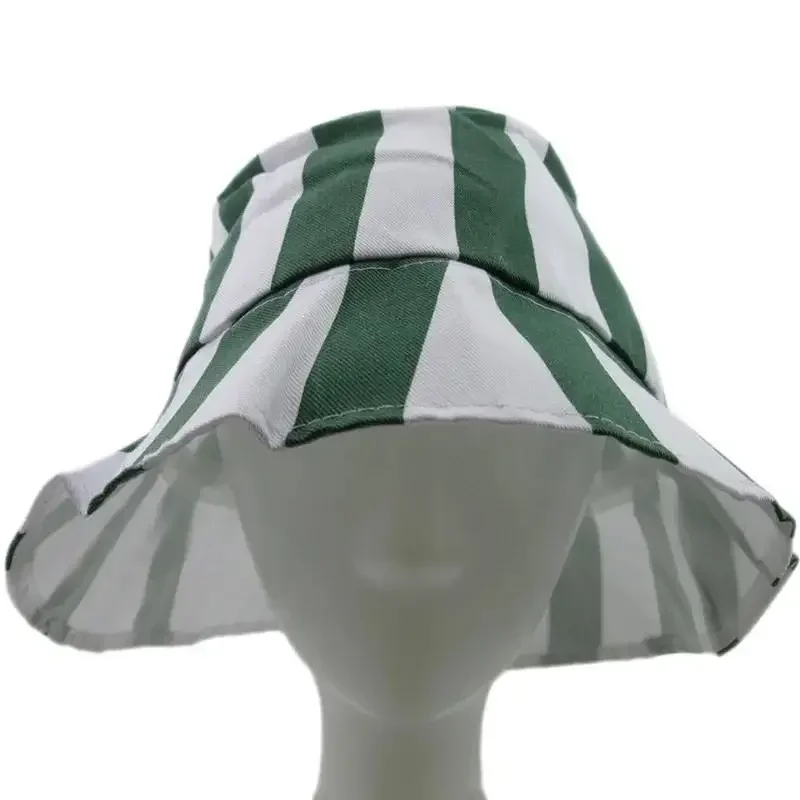 Anime Urahara Kisuke Hat Cosplay Unisex Dome Green White Striped Fisherman Cap Sunhat Costumes Accessories Xmas Gifts