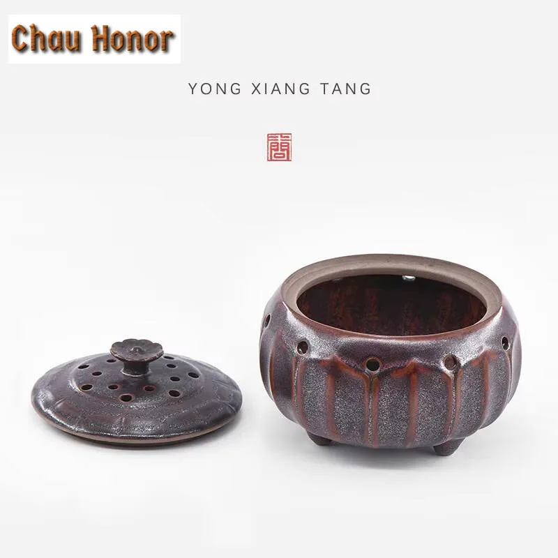 Creative Kiln Change Lotus Seat Ceramic Plate Incense Stove Antique Gilding Galze Silent Space Daily Smeller Zen Burner Holder