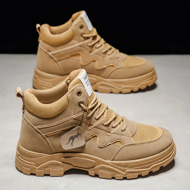 Men's casual boots four seasons high-top outdoor hiking shoes soft-sole non-slip comfort breathable light fashion tooling boots