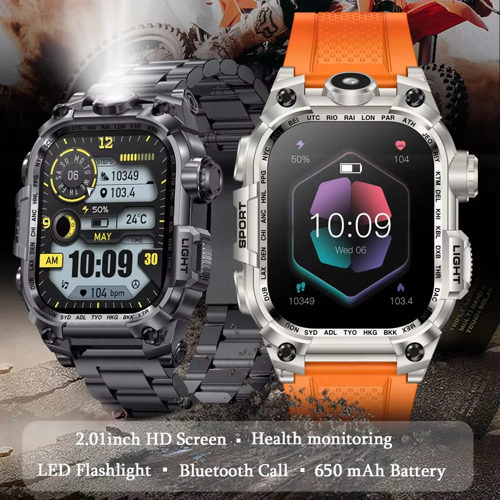 Para Huawei Xiaomi 2,01 pulgadas reloj inteligente hombres 650 mAh batería 150 + Fitness Tracker marcan Bluetooth llamada Smartwatch hombre nuevo 2025