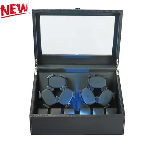 자동 시계용 시계 와인더 박스 박스 6 시계 LED 조명이 내장된 자동 시계용 회전 스탠드 매우 조용한 모터